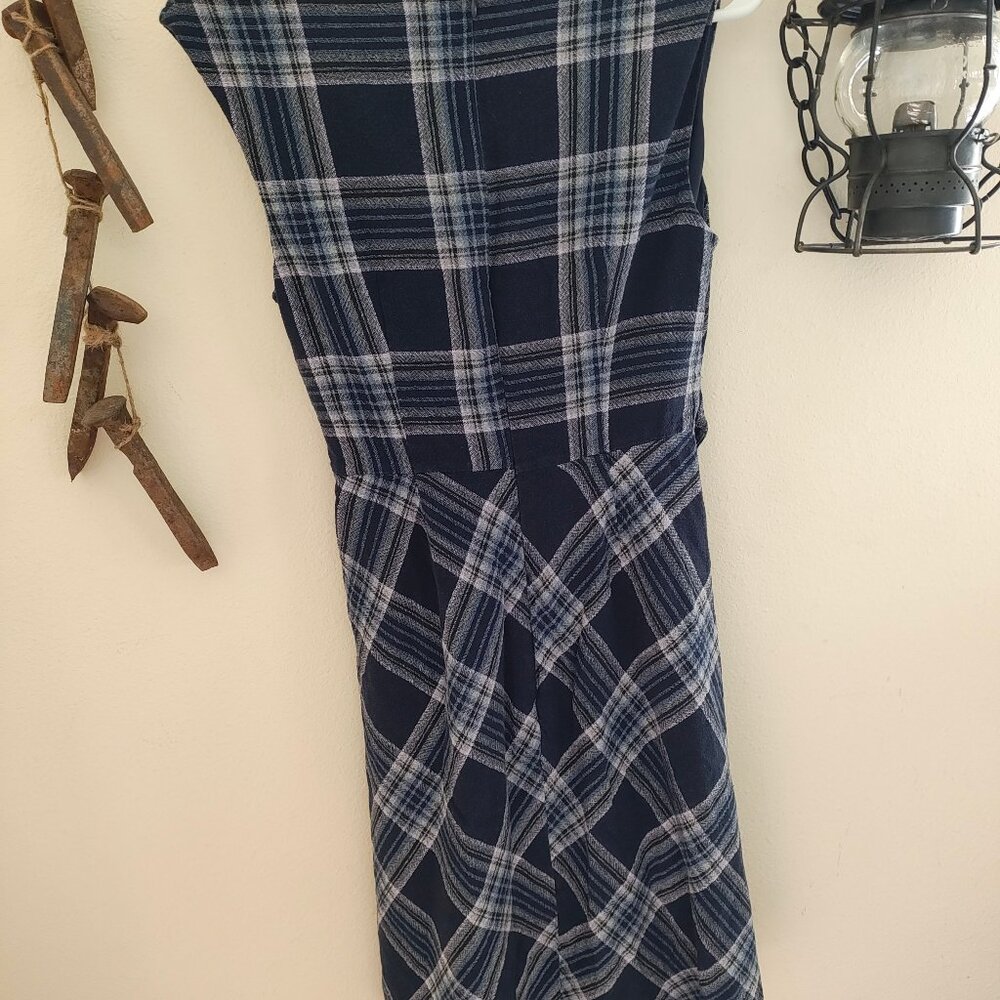 Monsoon Blue Plaid Dress With Tie Waist View 2